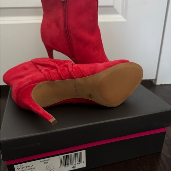 Vince Camuto Women's Red Suede Heeled Boots - Picture 2 of 2
